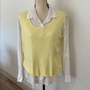 Parkhurst yellow cotton blend sweater top size large sleeveless super soft